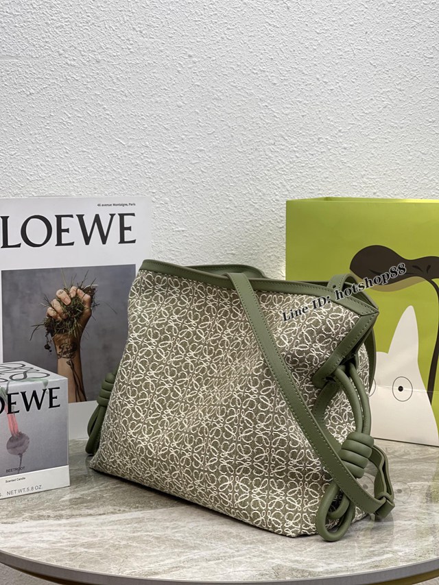 Loewe專櫃2022新款Anagram提花布小牛皮肩背女包 羅意威Flamenco clutch系列升級版福袋大號 10856 lyw1207